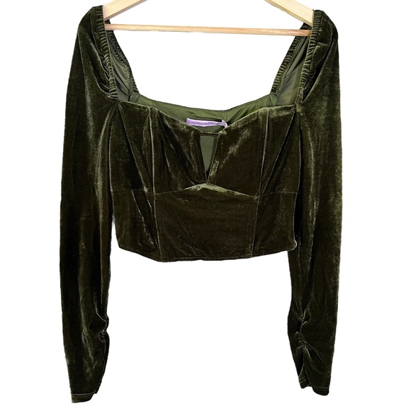 NWT Hansen & Gretel Velvet Meredith Crop Top in Sage Green Size Large - Picture 4 of 11